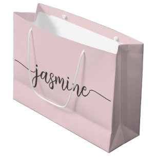 Minimalist Blush Pink Monogram Girly Script Large  Large Gift Bag