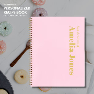 Minimalist Blush Pink Personalised Recipe Book