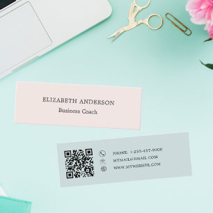 Minimalist Blush Pink Seafoam Muted Sage Mini Business Card