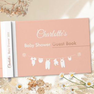 Minimalist Blush Pink Soft Peach Baby Girl Shower Guest Book