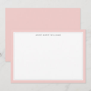 Minimalist Blush Pink Two Border Name Note Card