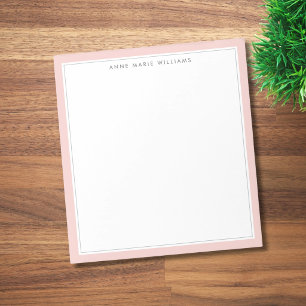 Minimalist Blush Pink Two Border Name Notepad