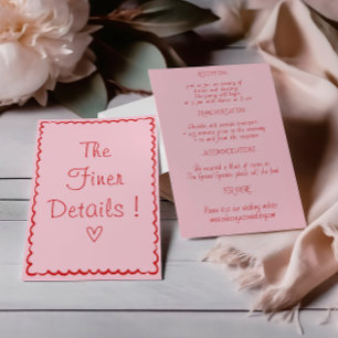 Minimalist Blush Pink Wedding Details Enclosure Card