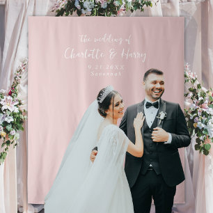Minimalist Blush Pink Wedding Photo Backdrop Tapestry