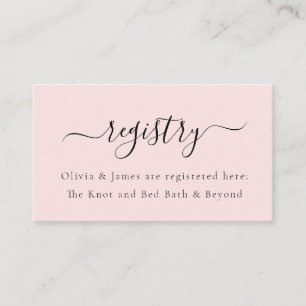 Minimalist Blush Pink Wedding Shower Gift Registry Enclosure Card