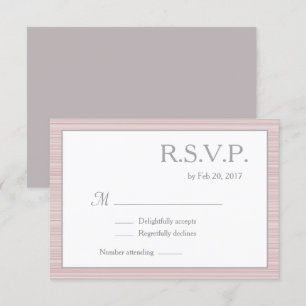 Minimalist blush pink white grey stripes rsvp invitation