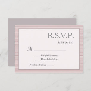 Minimalist blush pink white grey stripes rsvp invitation