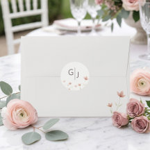 Minimalist Blush Pink Wildflower Wedding Envelope 