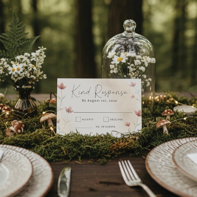 Minimalist Blush Pink Wildflower Wedding RSVP Card (Creator Uploaded)