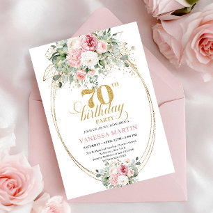 Minimalist Blush Template 70th Birthday Invitation