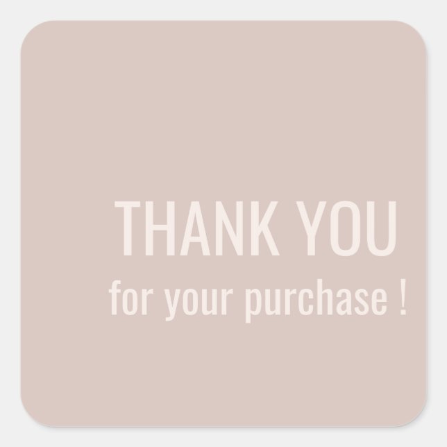 Minimalist Blush Thank You Square Sticker  (Front)