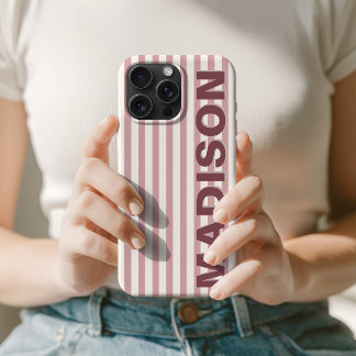 Minimalist Blush Vertical Stripe Mother’s day Name iPhone 16 Pro Max Case