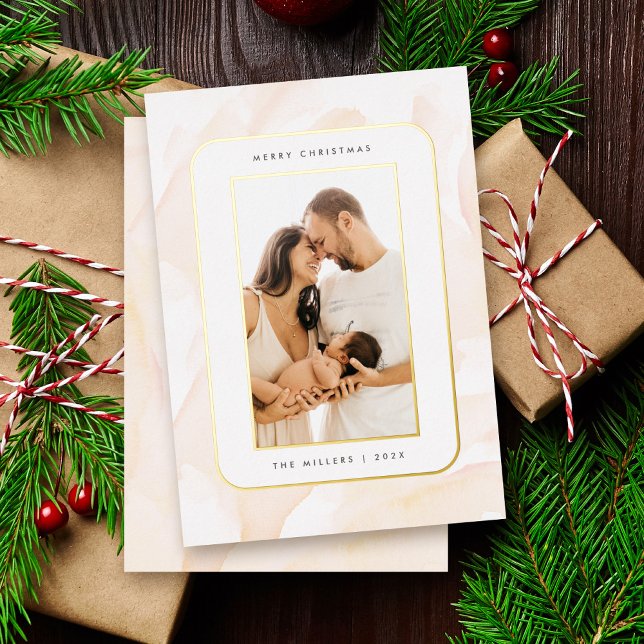 Minimalist Blush Watercolor Merry Christmas Photo (Creator Uploaded)