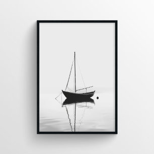 Minimalist Boat Photography in Monochrome Poster