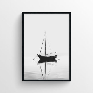 Minimalist Boat Photography in Monochrome Poster
