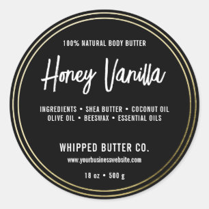 Minimalist Body Butter Small Business Gold LOGO Classic Round Sticker