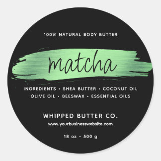 Minimalist Body Butter Small Business Green Black Classic Round Sticker