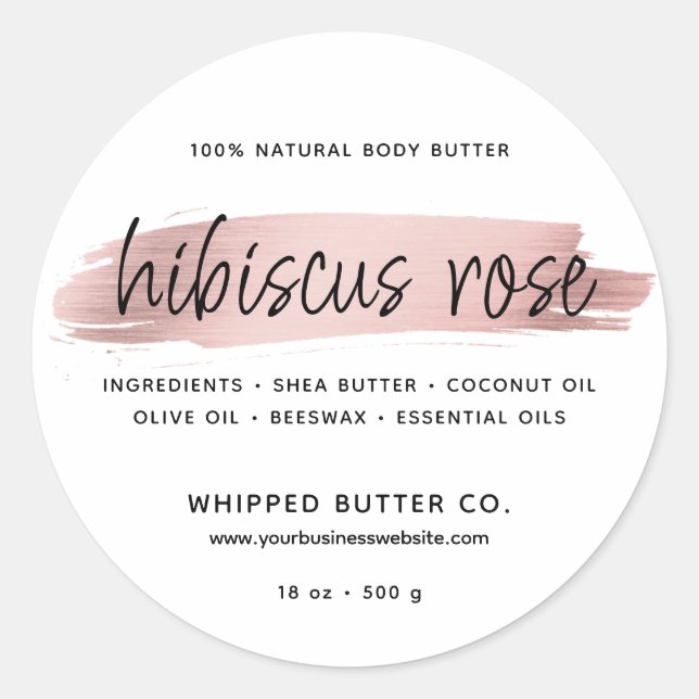 Minimalist Body Butter Small Business Rose Gold Classic Round Sticker (Front)