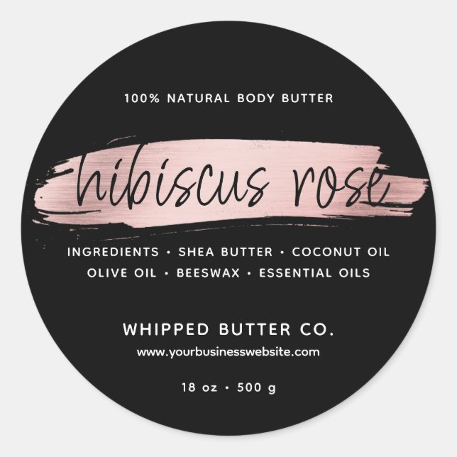 Minimalist Body Butter Small Business Rose Gold Classic Round Sticker (Front)