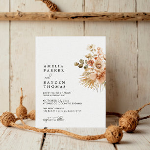 Minimalist Bohemian Blooms Wedding Invitation