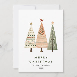 Minimalist Bohemian Pine Tree Christmas Greeting Holiday Card