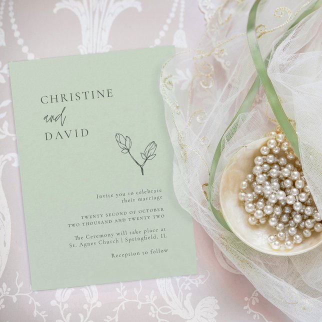 Minimalist Bohemian Sage Wedding invitation (Creator Uploaded)