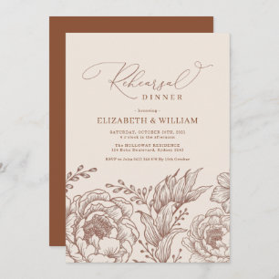 Minimalist Bohemian Terracotta Rehearsal Dinner Invitation