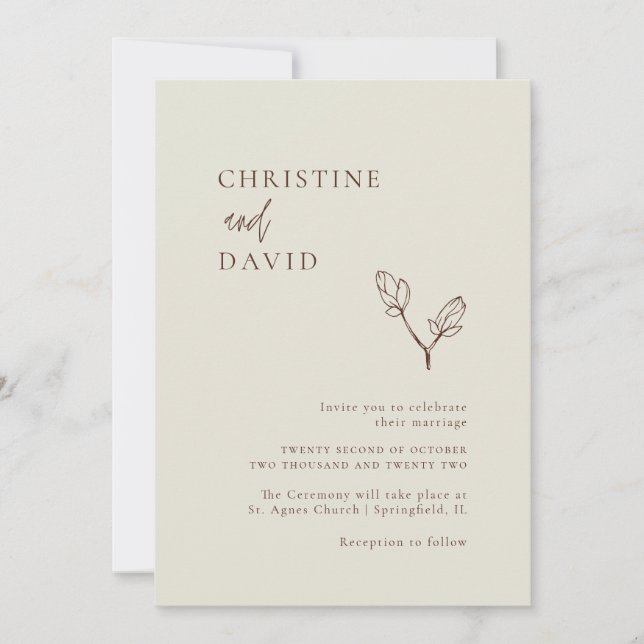Minimalist Bohemian Wedding invitation (Front)