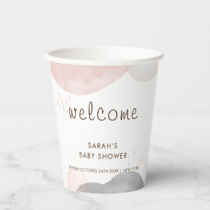 Minimalist Boho Abstract Baby Shower Welcome Paper Cups