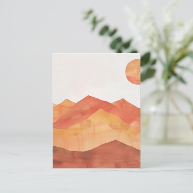 Minimalist Boho Abstract Mountain Landscape Postcard (Standing Front)