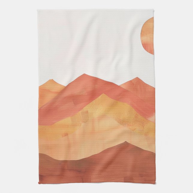 Minimalist Boho Abstract Mountain Landscape Tea Towel (Vertical)