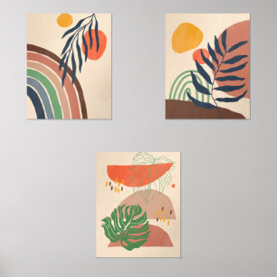 Minimalist Boho Aesthetic Modern Wall Art Set