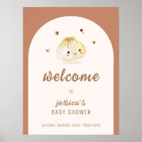 Minimalist Boho Arch Dumpling Baby Shower Welcome