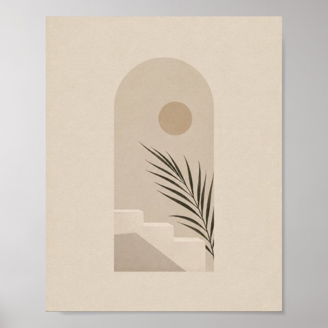 Minimalist Boho Arch Palm Sun Poster (Front)