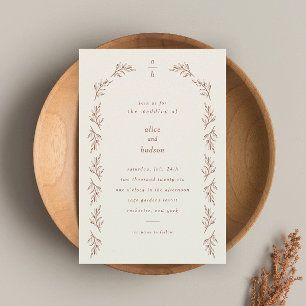 Minimalist Boho Arch Terracotta Wedding Invitation