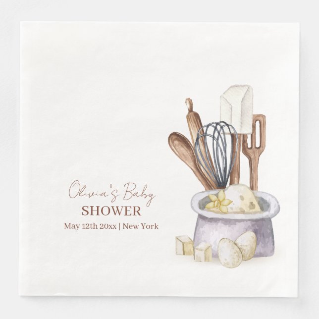 Minimalist Boho Bakery Chef Baby Shower Napkin (Front)