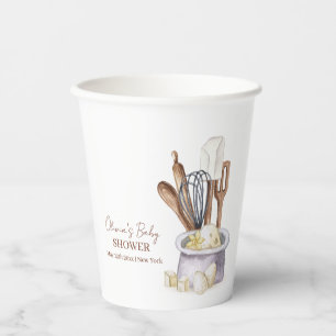 Minimalist Boho Bakery Chef Baby Shower Paper Cups