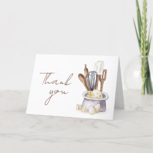 Minimalist Boho Bakery Chef Baby Shower Thank You Card