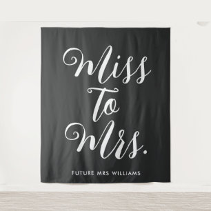minimalist boho black Bridal Shower Backdrop Tapestry