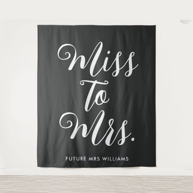 minimalist boho black Bridal Shower Backdrop Tapestry (Front)