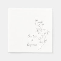 Minimalist Boho Black White Botanical Wedding