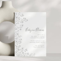Minimalist Boho Black White Floral Art Baby Shower