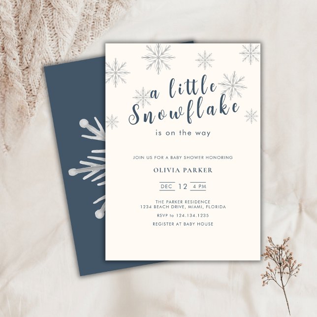 Minimalist Boho Blue Winter Baby Shower Invitation (Minimalist Boho Blue Winter Baby Shower Invitation)