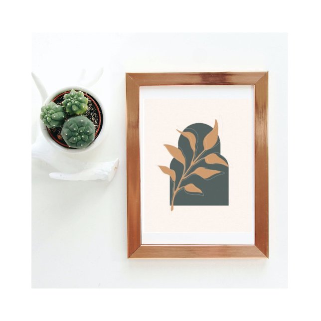 Minimalist Boho Botanical Leaves on Green Arch Poster (Creator Uploaded)
