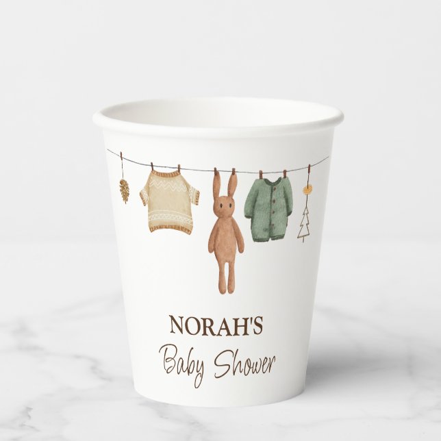 Minimalist Boho Boy Clothes Baby Shower  Paper Cups (Front)