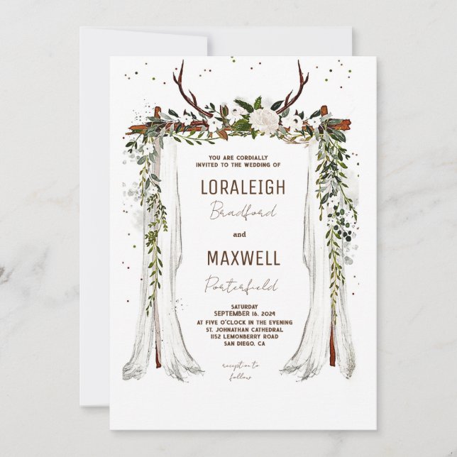 Minimalist Boho canopy - wedding invitation (Front)