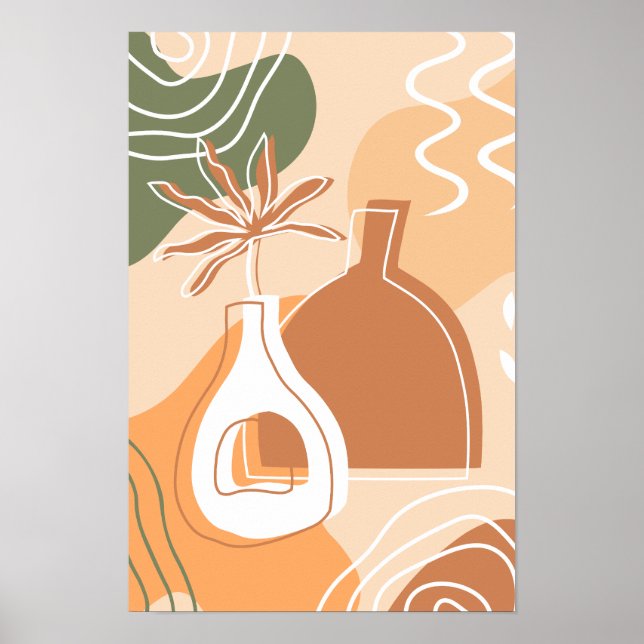 Minimalist Boho Chic Botanical Vase Art Posters (Front)