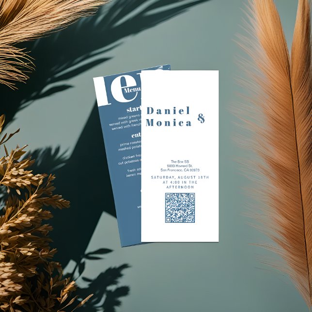 minimalist boho Chic Pastel Blue Wedding Menu (Creator Uploaded)