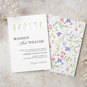 Minimalist Boho Chic WildFlower Garden Wedding Invitation