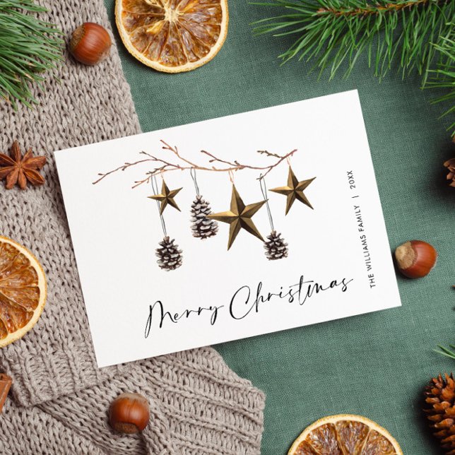 Minimalist Boho Christmas Greeting Holiday Postcard (Creator Uploaded)